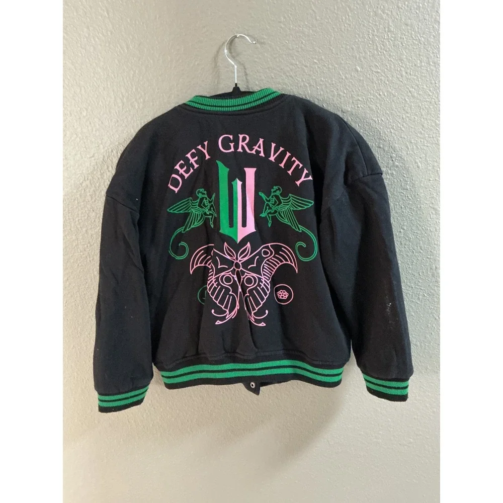 Wicked Movie Paul Tazewell Defy Gravity Bomber Jacket Kids Large 10 12 Black Grn